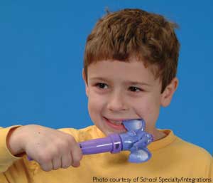 Child using oral vibrator